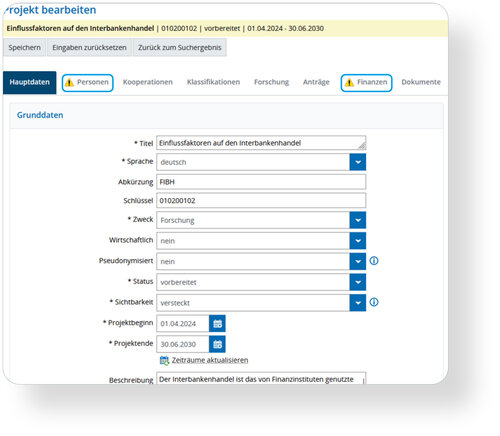  HISinOne-RES setzt auf fortlaufende Usability-Verbesserungen, darunter automatische Aktualisierung von Personenzuordnungen bei Projektlaufzeitänderungen, Warnungen bei Laufzeitabweichungen, Einsatz von Overlays für bessere Barrierefreiheit in Tabellen und optimierte Sprachausgabe in der Suche für fremdsprachige Texte.