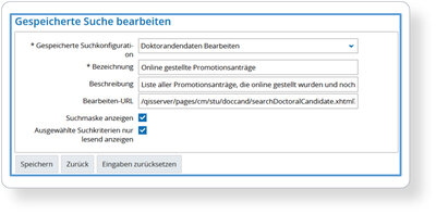 Abbildung der Bearbeitungsfensters für Gespeicherte Suchen
