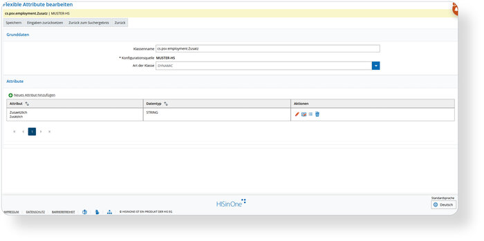 Die Konfiguration flexibler Attribute in HISinOne wurde vereinfacht: Statt bisheriger Datenbankkonfiguration ist nun eine direkte Anpassung über einen grafischen Editor in der HISinOne-Oberfläche möglich.