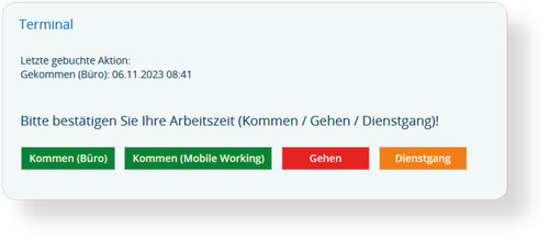 Das neueste Update der Zeiterfassung ermöglicht einen schnellen Überblick über die letzte gebuchte Aktion durch eine Terminalbestätigung.