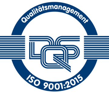Logo der ISO 9001:2015-Zertifizierung für Qualitätsmanagement