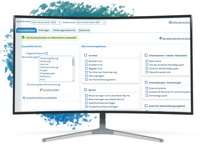 Abbildung eines Computer Monitors, welcher die Semesterplanung zeigt