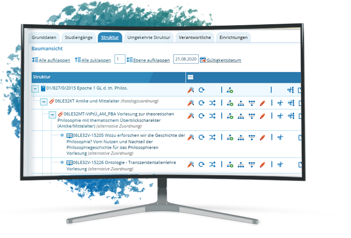 Abbildung eines Computer Monitors, welcher den Curriculum Designer zeigt