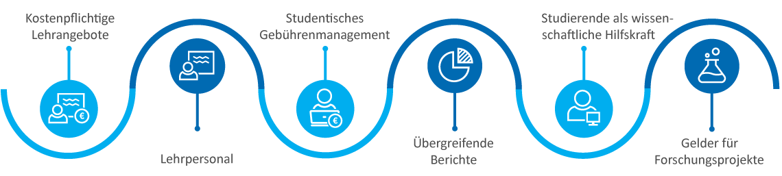 Abbildung, welche die übergreifenden Prozesse der HIS-Software abbildet